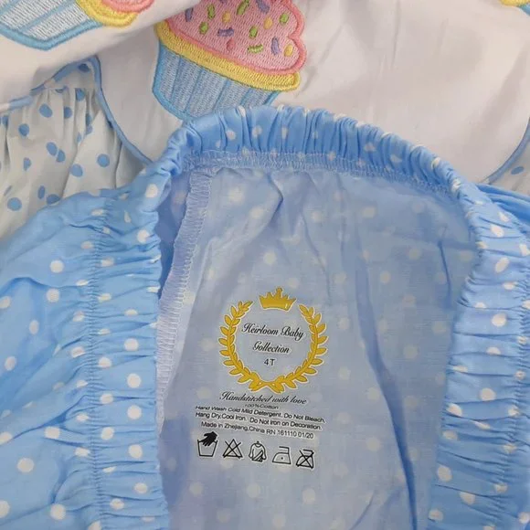 'EVERLASTING HEIRLOOM' SCALLOP NECK EMBROIDE CUPCAKE TOP & BLOOMER 2-PIECE SET - Picture 7 of 14